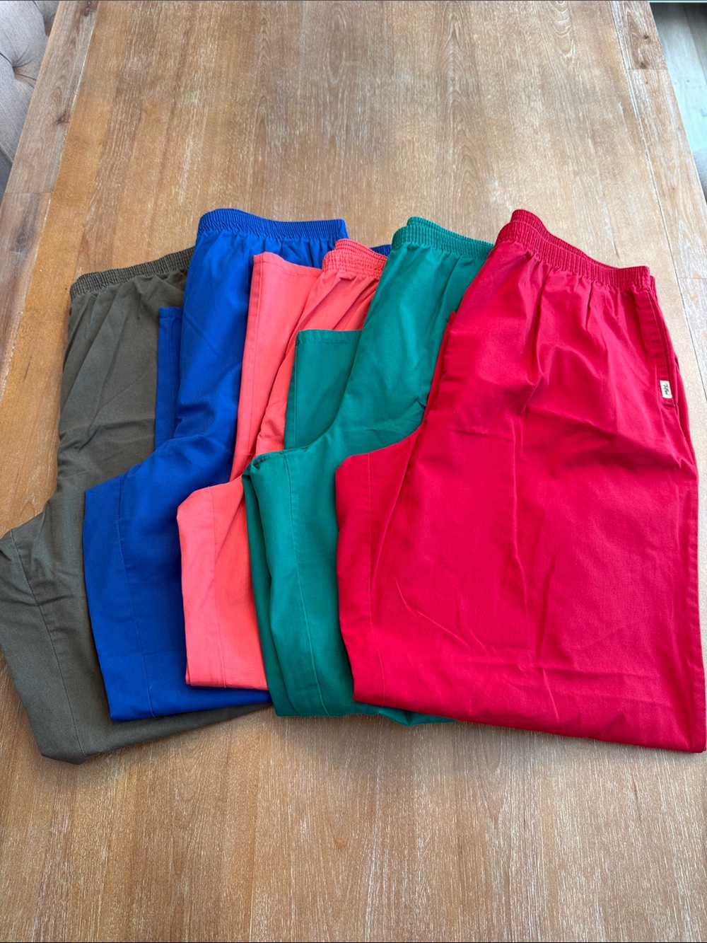 Bright Mixed Color Elastic Waist Scrub Pants - Set of 6